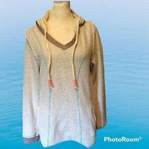 Baja Hoodie Womens Size XS Light Blue Striped Spring made by Fresh Produce